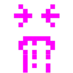 Computerspiel-Monster + kotzendes Gesicht