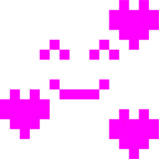 Computerspiel-Monster + lächelndes Gesicht mit Herzen
