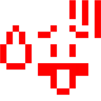 Computerspiel-Monster + schwitzendes Gesicht