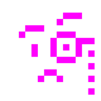Computerspiel-Monster + Gesicht mit Monokel