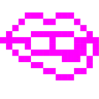Computerspiel-Monster + auf Lippe beißen