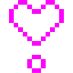 Computerspiel-Monster + Herz als Ausrufezeichen