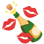 marca de beso + botella descorchada