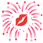 marca de beso + fuegos artificiales