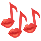 marca de beso + notas musicales