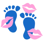 marca de beso + huellas de pies