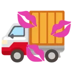 marca de beso + camión de reparto