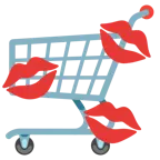 marca de beso + carrito de la compra