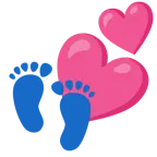 dos corazones + huellas de pies
