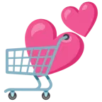 dos corazones + carrito de la compra