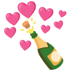 Herz mit Pfeil + Flasche mit knallendem Korken