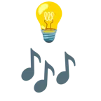 lâmpada + notas musicais