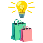 lâmpada + sacolas de compras