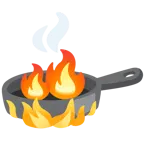 Feuer + Spiegelei in Bratpfanne