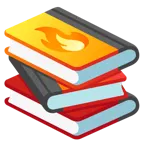 Feuer + Bücherstapel