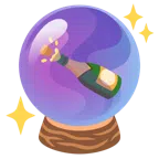 Kristallkugel + Flasche mit knallendem Korken