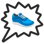 Sprechblase für wütende Aussage rechts + Sportschuh