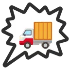 Sprechblase für wütende Aussage rechts + Lieferwagen