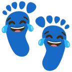 face with tears of joy + footprints