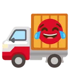 face with tears of joy + delivery truck