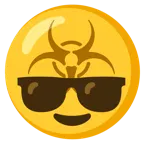 cara sonriendo con gafas de sol + riesgo biológico