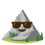 lächelndes Gesicht mit Sonnenbrille + Berg