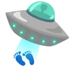 disco volante + impronta di piedi