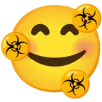 وجه مبتسم مع ثلاثة قلوب + خطورة بيولوجية