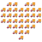 palo de corazones + camión de reparto