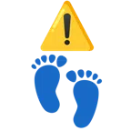 warning + footprints