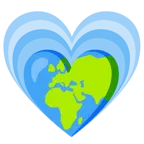 wachsendes Herz + Globus mit Europa und Afrika
