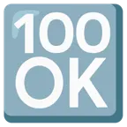 100 Punkte + Großbuchstaben OK in blauem Quadrat