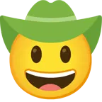 cowboy hat face + green heart