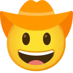 cowboy hat face + orange heart