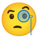 face with monocle + blue heart