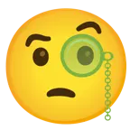 face with monocle + green heart