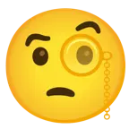 face with monocle + yellow heart