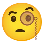 face with monocle + brown heart
