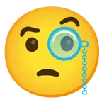 face with monocle + light blue heart