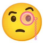 face with monocle + pink heart