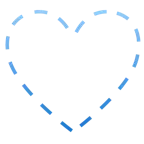 dotted line face + blue heart