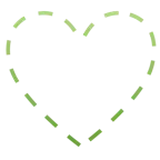dotted line face + green heart