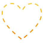 dotted line face + orange heart