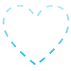 dotted line face + light blue heart