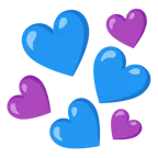 blaues Herz + lila Herz