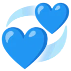 blaues Herz + kreisende Herzen