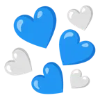 blaues Herz + weißes Herz