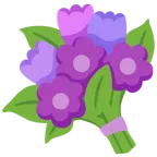 lila Herz + Blumenstrauß