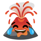 face with tears of joy + volcano