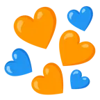 oranges Herz + blaues Herz
